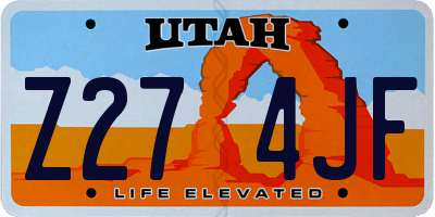 UT license plate Z274JF