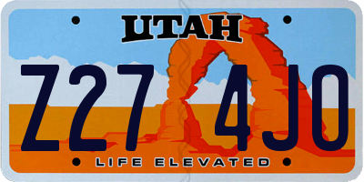 UT license plate Z274JO