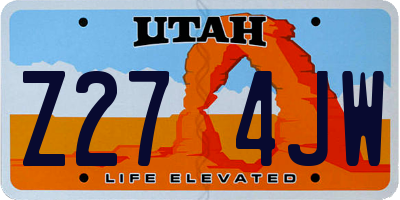 UT license plate Z274JW