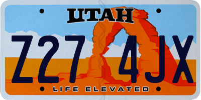 UT license plate Z274JX