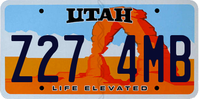UT license plate Z274MB