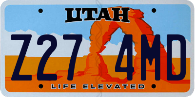 UT license plate Z274MD