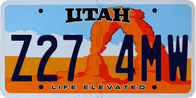 UT license plate Z274MW