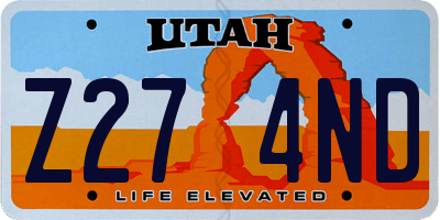 UT license plate Z274ND