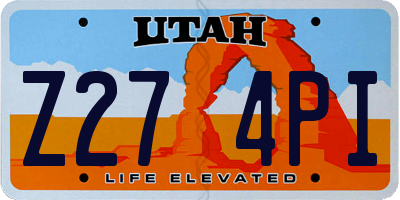 UT license plate Z274PI