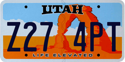 UT license plate Z274PT