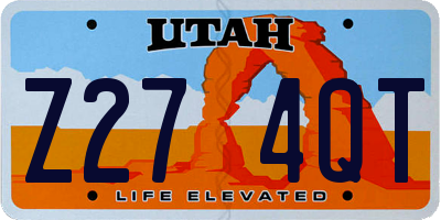 UT license plate Z274QT