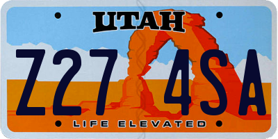 UT license plate Z274SA