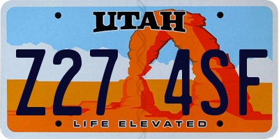 UT license plate Z274SF