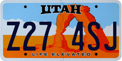 UT license plate Z274SJ