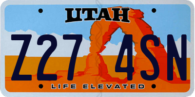 UT license plate Z274SN