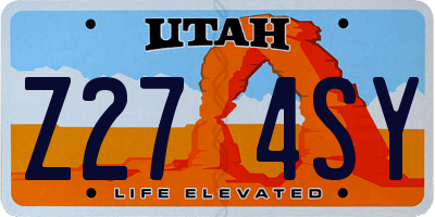UT license plate Z274SY