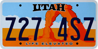 UT license plate Z274SZ