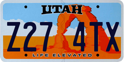 UT license plate Z274TX