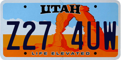 UT license plate Z274UW