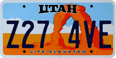 UT license plate Z274VE