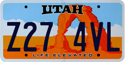 UT license plate Z274VL