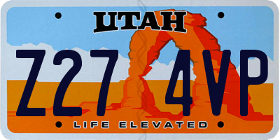 UT license plate Z274VP