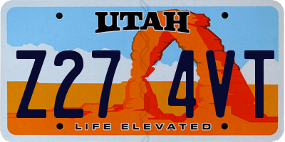 UT license plate Z274VT