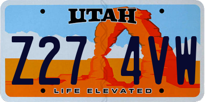UT license plate Z274VW