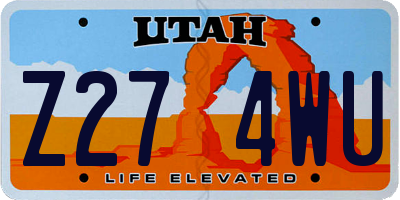 UT license plate Z274WU