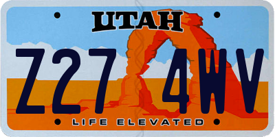 UT license plate Z274WV