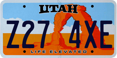 UT license plate Z274XE