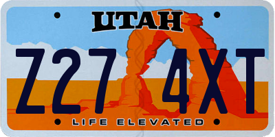 UT license plate Z274XT