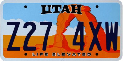 UT license plate Z274XW