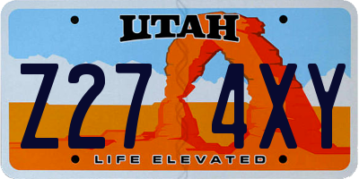 UT license plate Z274XY