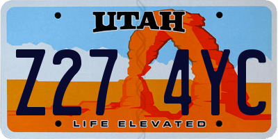UT license plate Z274YC