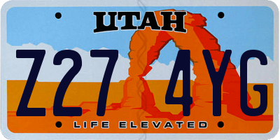 UT license plate Z274YG