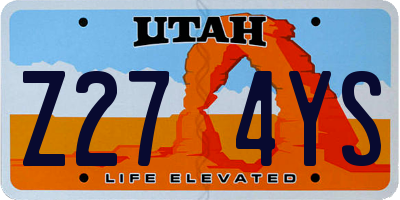 UT license plate Z274YS