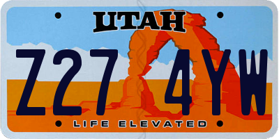 UT license plate Z274YW