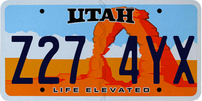 UT license plate Z274YX