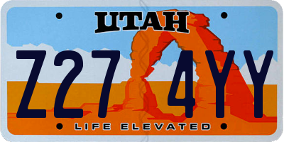UT license plate Z274YY