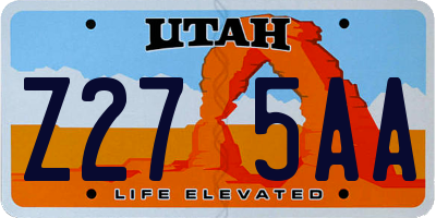 UT license plate Z275AA