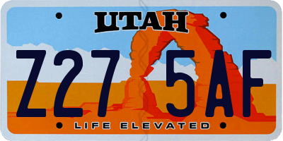 UT license plate Z275AF