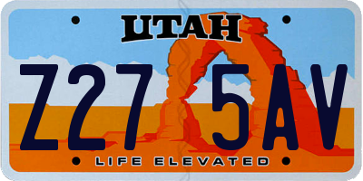 UT license plate Z275AV