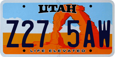 UT license plate Z275AW
