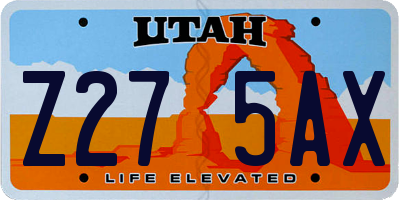UT license plate Z275AX