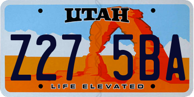 UT license plate Z275BA