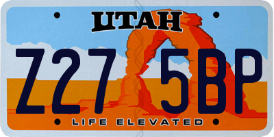 UT license plate Z275BP