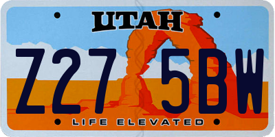 UT license plate Z275BW