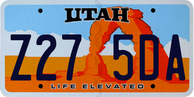 UT license plate Z275DA