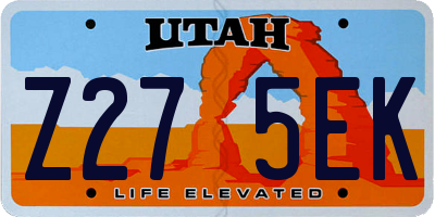 UT license plate Z275EK