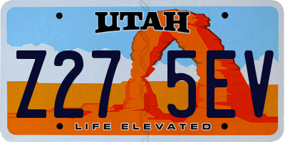 UT license plate Z275EV