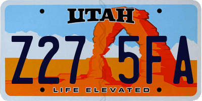 UT license plate Z275FA