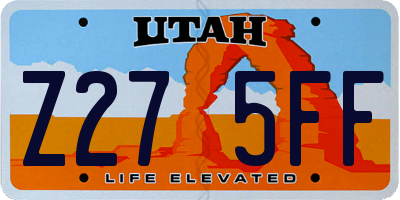 UT license plate Z275FF