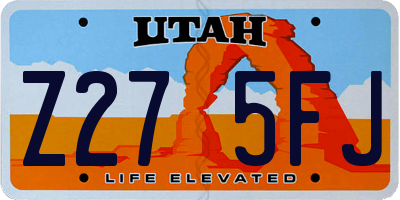 UT license plate Z275FJ